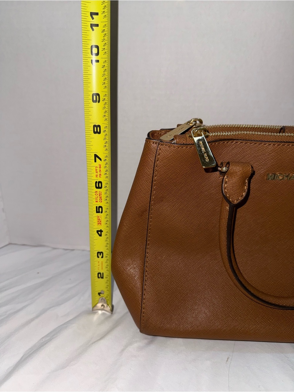 Michael Kors Cognac Leather Satchel with Gold Hardware - Picture 3 of 4